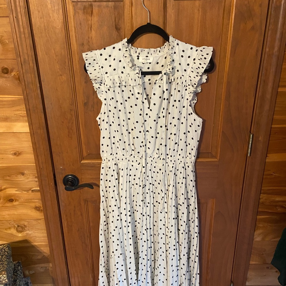 Umgee White Cream Ruffled Tiered Midi Sundress